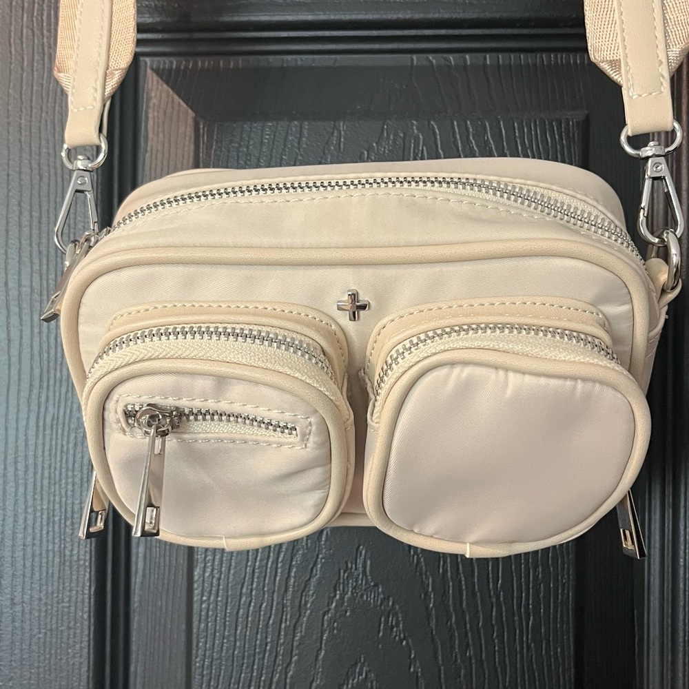 Peta + Jain Cream Crossbody Bag with Structured Design